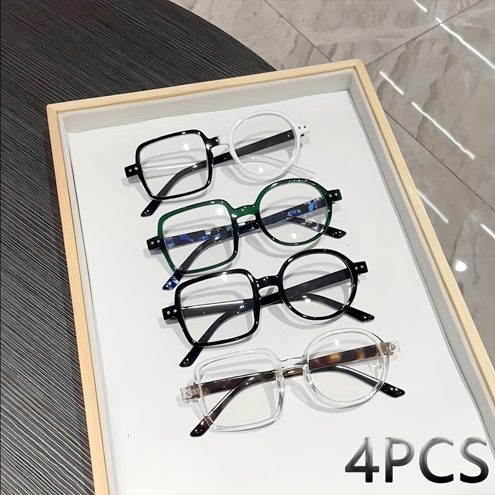 

4 Pcs Outu Vintage Irregular Shape Glasses Computer Spectacles For Women Men, Full Frame Pc Material With Metal Hinges