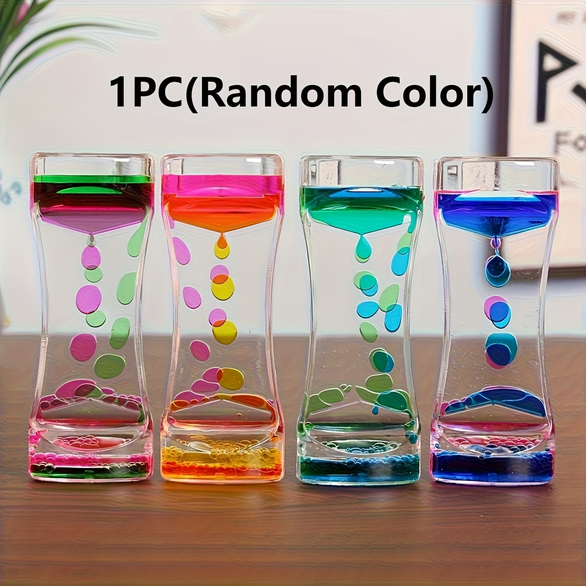 TEMU 1pc Dual-color Liquid Dripper - Bubble And Oil Flow, Stress-relief Sensory Bubble Decor, Pool Supplies, Acrylic Desk Decor Dual- Dropper Timer