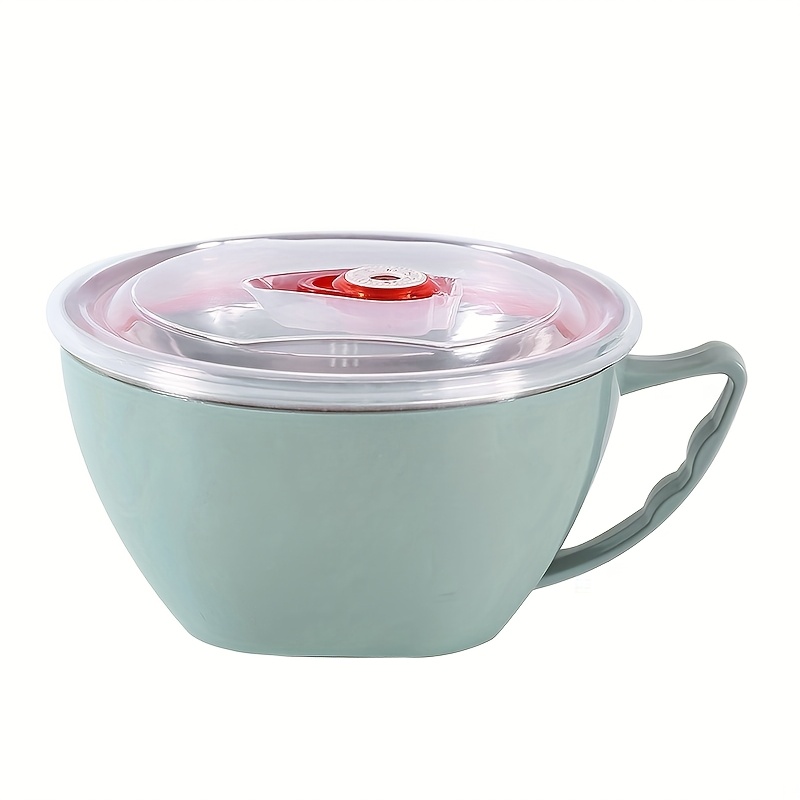 TEMU 1pc Stainless Steel Insulated Noodle Bowl With Lid - Leakproof Thermal Insulation, Keeps Food Hot/cold, Ideal For Ramen, Soup, Takeout, Office,