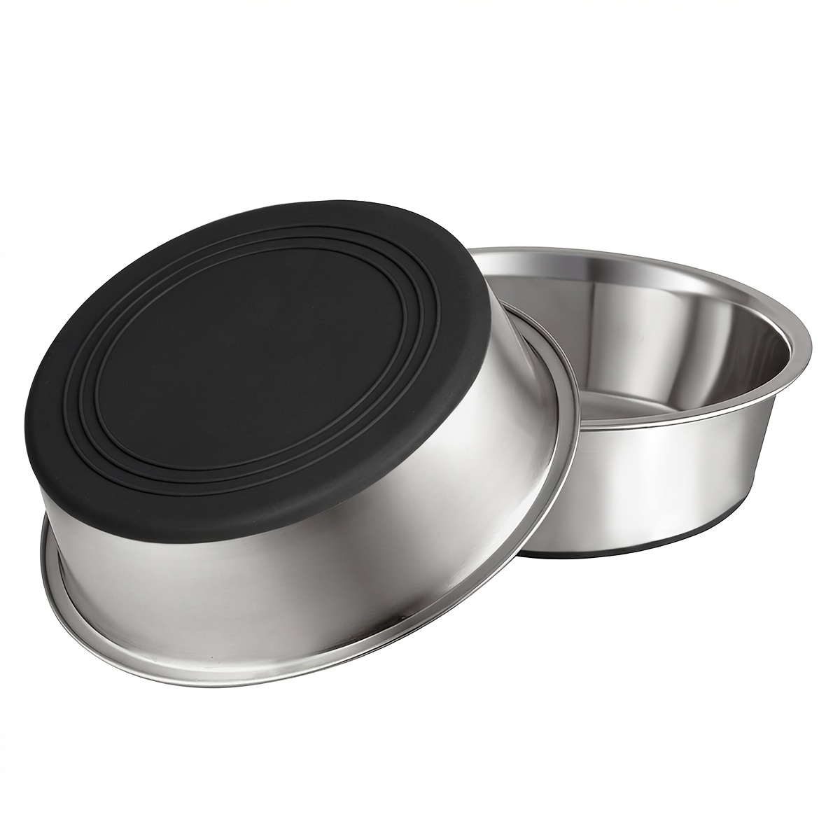 TEMU 2pcs(5.71in/6.89in/8.46in/10.04in) - Stainless Steel Metal Dog Bowl Large Capacity Pet Food Bowl For Feeding And Watering Easy To Clean Durable