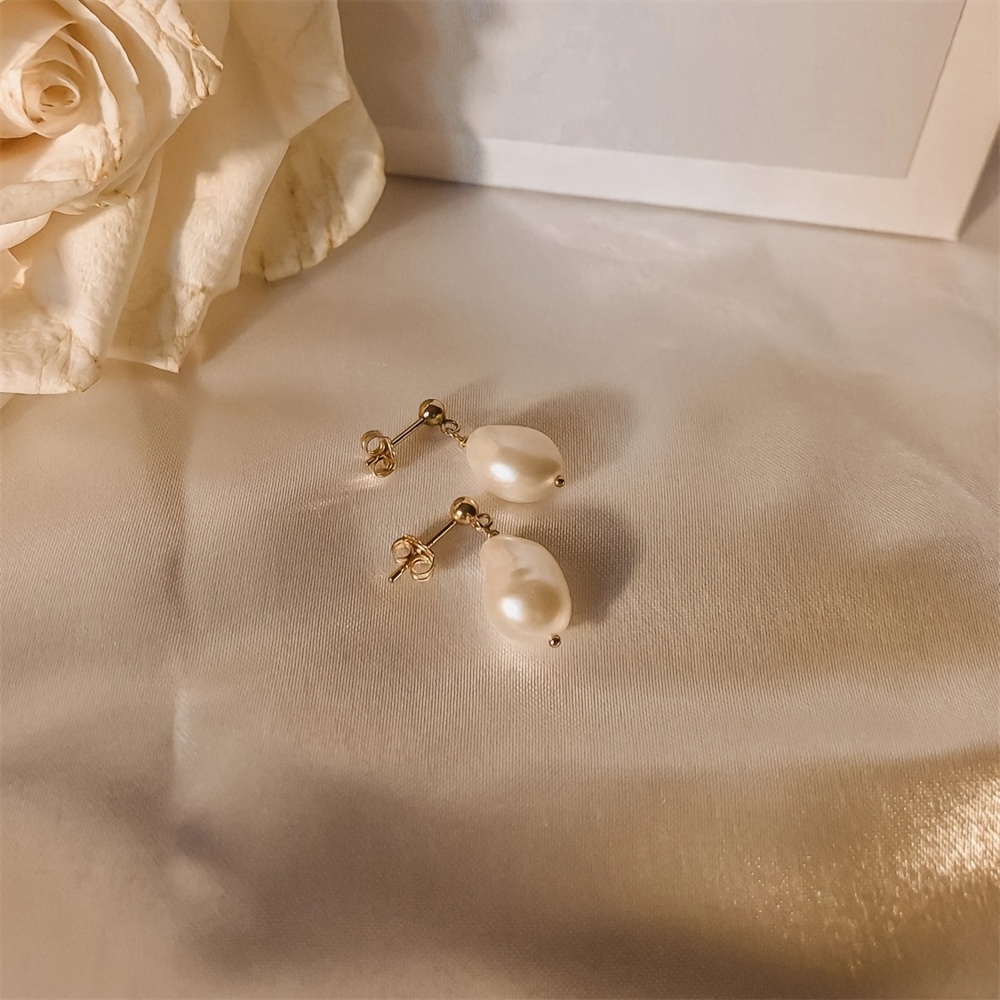 Freshwater Baroque Pearl Earrings, Unique Statement for Women