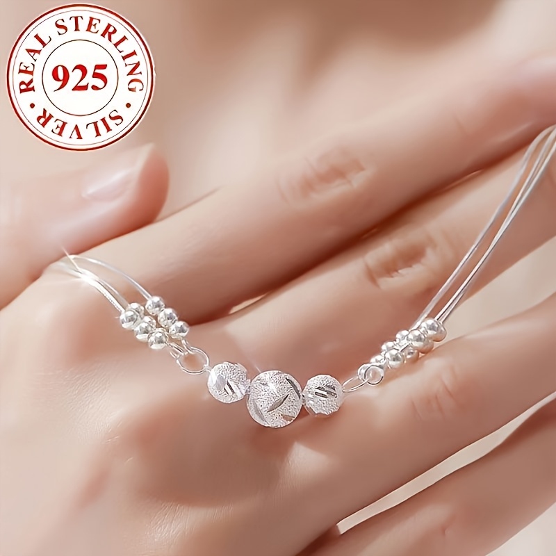 Women's 925 Sterling Silver Lucky Bead Bracelet