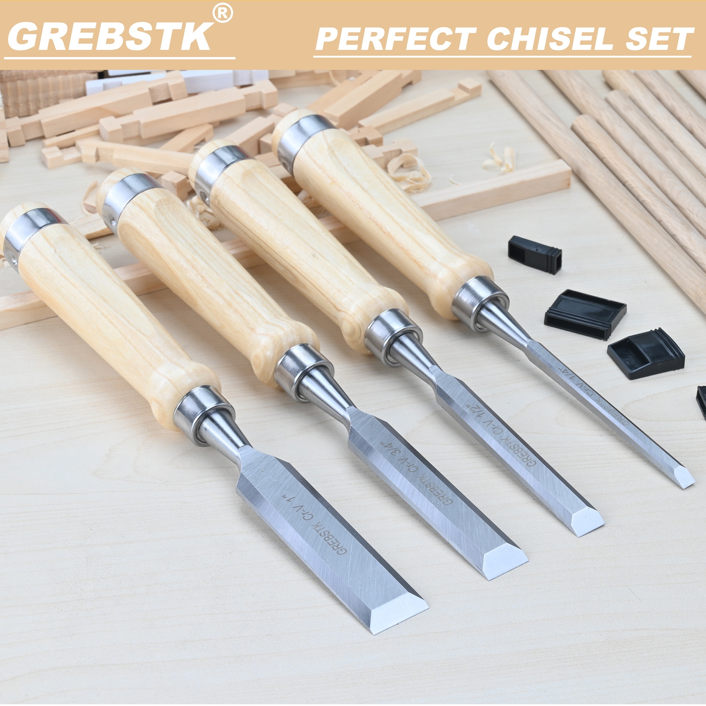 

[ ] 4pcs Grebstk Set - , Irregular , Steel, For Woodworking, No Supply Needed, , For Diy / Wood Enthusiasts