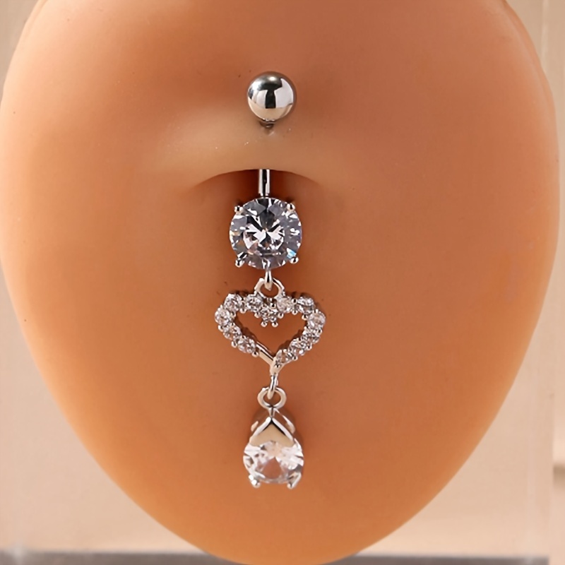 

1 Piece Of Stainless Steel Heart-shaped Pearl Zirconia Pendant, Ring, Human Piercing Accessory