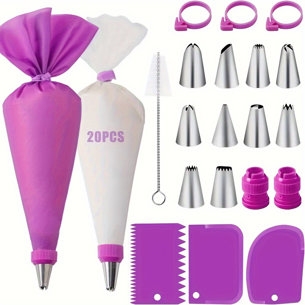 

40-piece Cake Decorating Supplies Kit With Reusable Silicone Pastry Bags, Stainless Steel Icing Tips & Couplers, Cake Scrapers - Baking Tools Set For Cupcakes Cookies