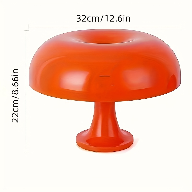 1pc Orange LED Mushroom Lamp - USB-Powered Decorative Night Light with Warm Glow for Bedroom, Kitchen, or Study, Modern Ambient Lighting for Cozy Spaces, Bedroom Lighting | Whimsical Lamp Design | Glossy Finish Lamp, Table Lamp for Bedroom