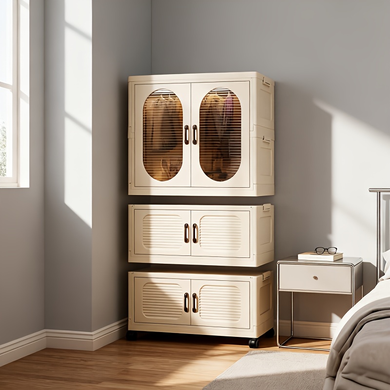 1pc adult wardrobe storage cabinet home bedroom wardrobe with wheels organizer box multi layer foldable clothes storage container