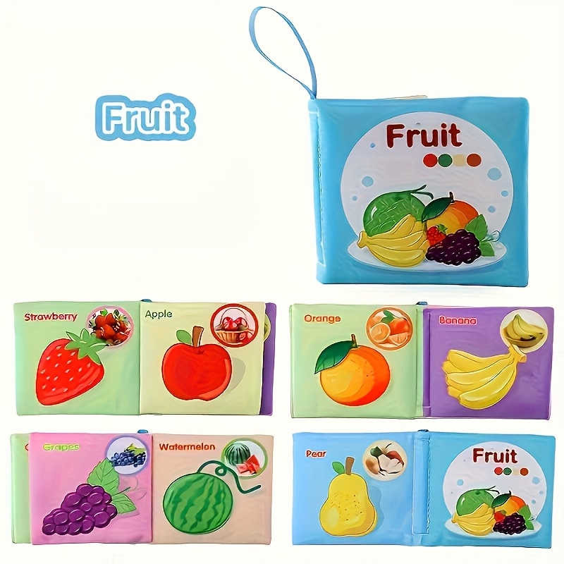 1pc Baby Cloth Book - Non-Tearable Soft Fabric, Ocean Animal & Multi-Theme Educational Toy with Interactive Learning Buttons, Infant Cognitive Development Book for Toddlers 0-3 Years (Pink/Green/Blue/Yellow), Baby Book, Sensory Stimulation, Vibrant Illustrations, Childsafe Material, Young Children