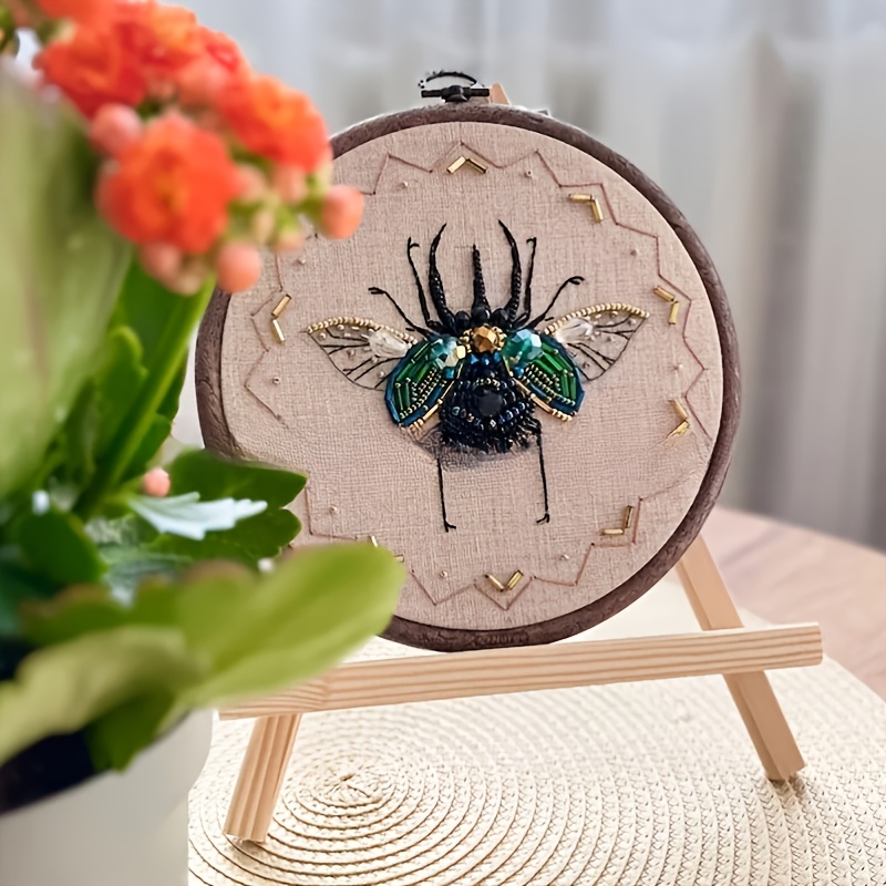 

Diy Insect Bead Embroidery Kit, Color Fabric, All Craft Set With Glass Needles, Patterned Fabric & Easy Instructions For Beginners