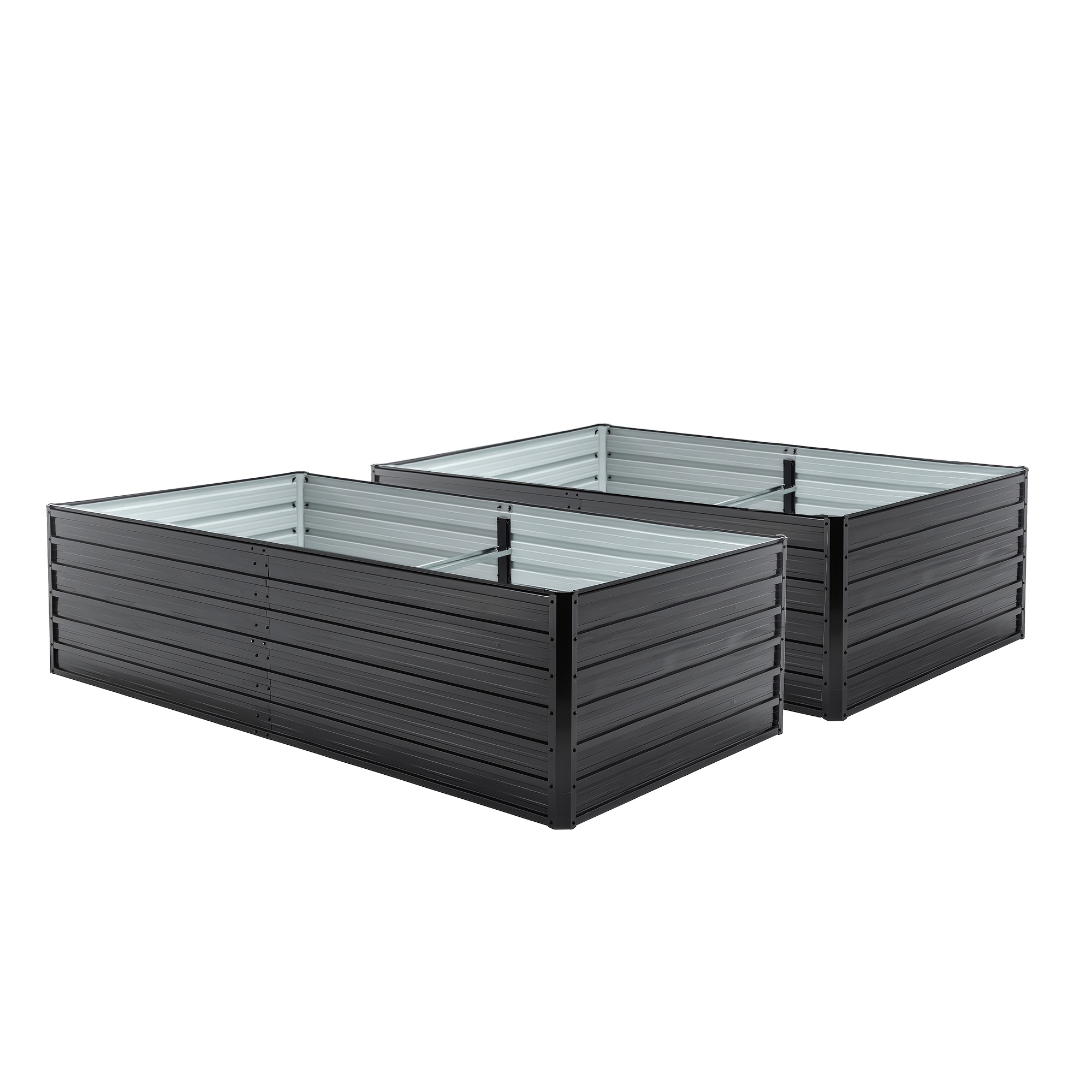 TEMU Metal Raised Garden Bed Kit Outdoor - Galvanized Rectangle Planter Boxes Set, Vegetable & Flower Beds For Herbs, Fruits, Planting (black)