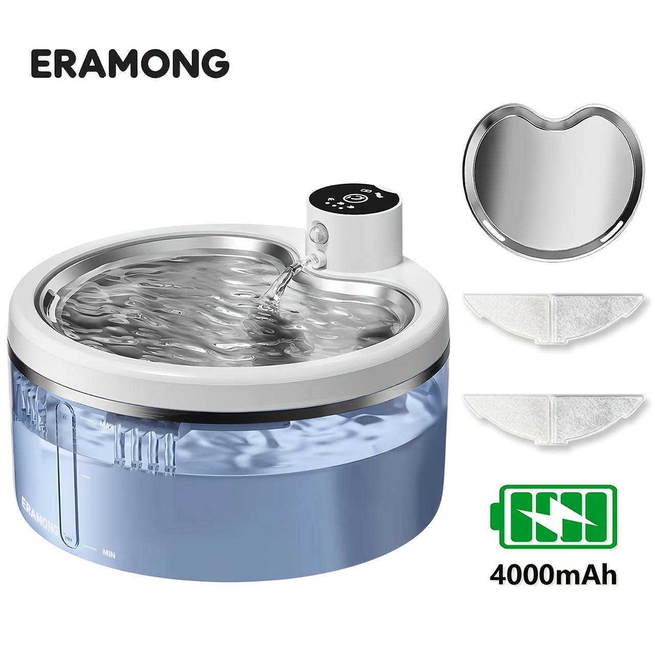 TEMU 102oz/3l Wireless Cat Water Dispenser, Water Fountain, 60-day , Automatic Flowing Fountain Style, With Infrared Motion Sensor, Includes 2pcs