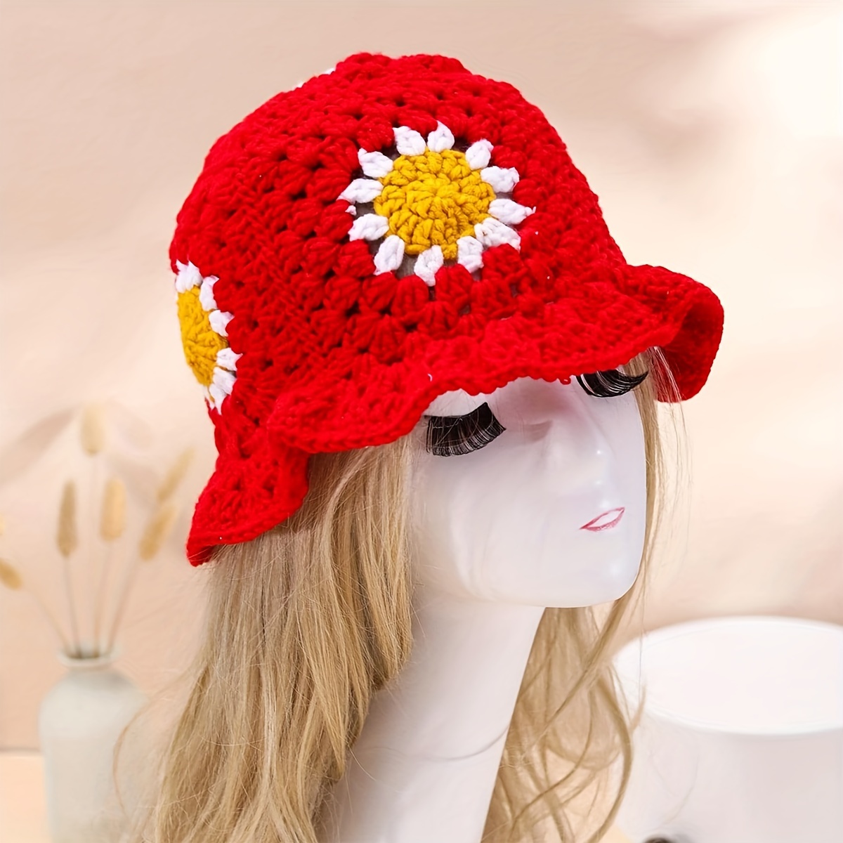 

1pc Stylish Lady's Handwoven Fisherman Hat With Sun Embroidery Bucket Cap Suitable For Women