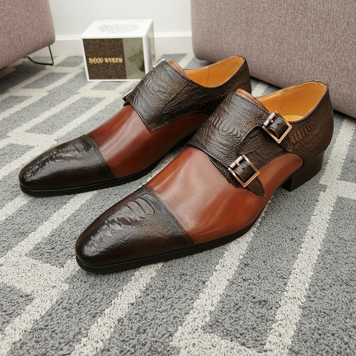leather dress shoes for men sold on Temu United States