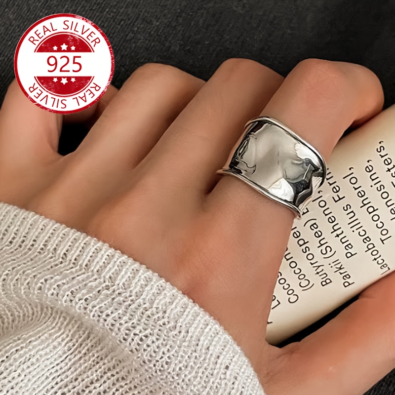 

925 Sterling Silver Vintage Geometric Ring, 18k Golden Plated, Adjustable Open Band, Textured , Unisex Fashion Accessory, Anti-tarnish Packaging, Ideal For & Gifting, Valentine's Day & Day