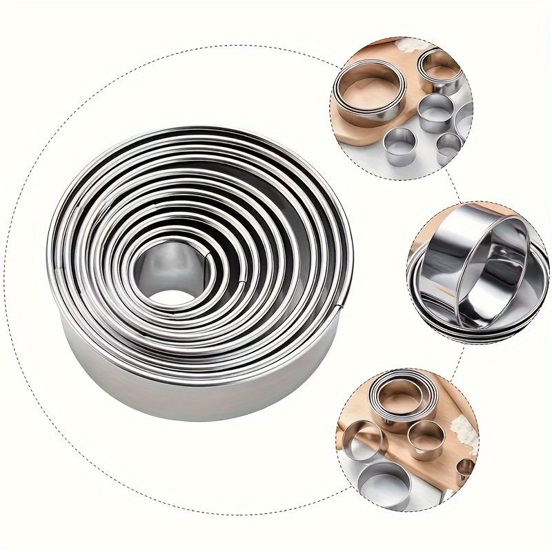 

11-piece Stainless Steel Cookie Cutter Set - Round Shapes For Baking, Donuts & Pastries - Perfect For Halloween, Christmas, Easter, Thanksgiving