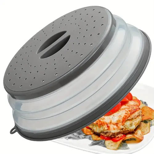 collapsible microwave silicone cover for food multipurpose heating cover with steam vent dishwashing basket