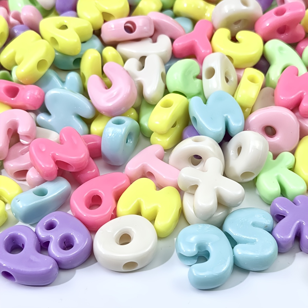 TEMU Grandes perles de lettre Q. Palette de couleurs macaron. 250g/82pcs. Très adaptées pour la fabrication de bracelets, , boucles d'oreilles et
