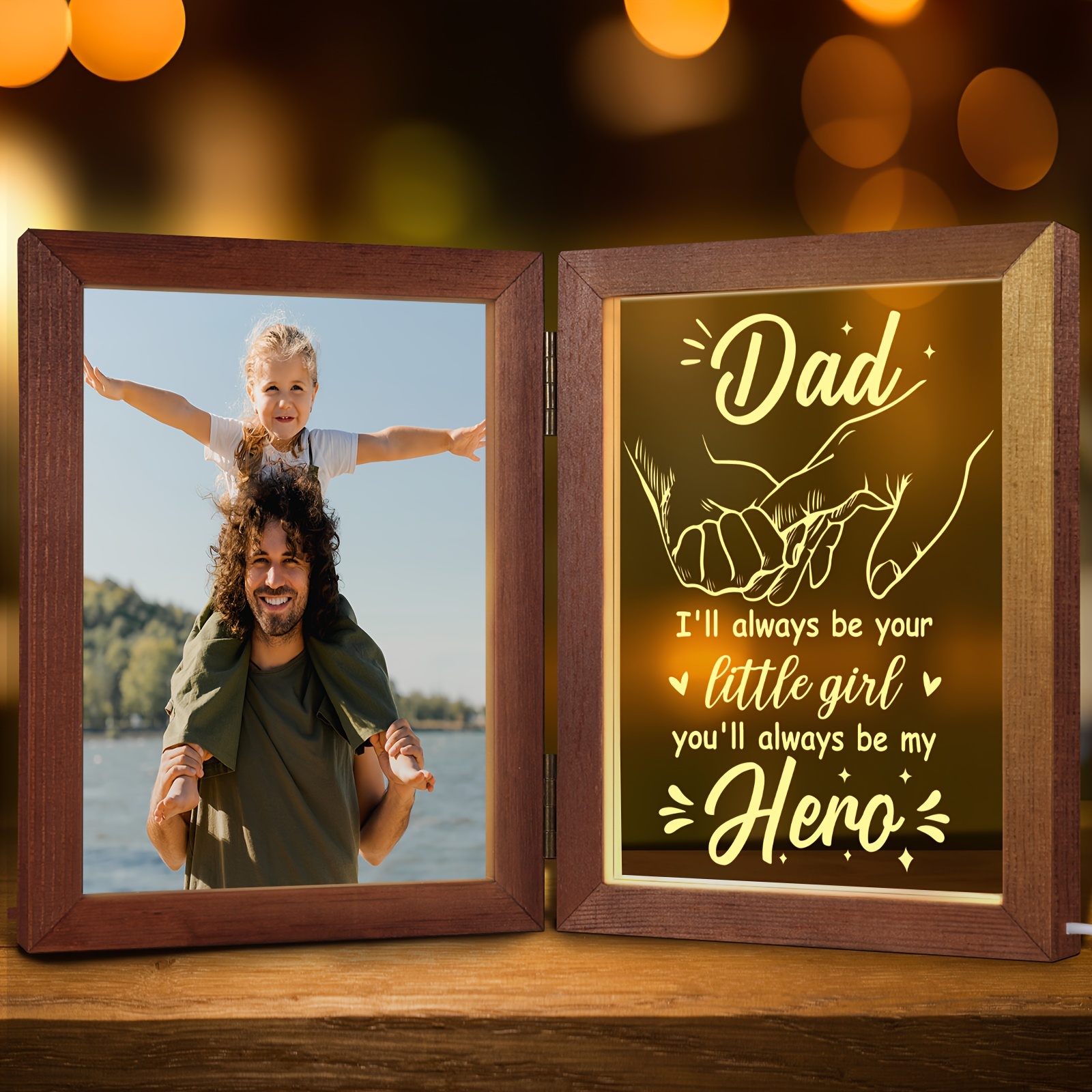 

Father's Day Gifts From Daughter Son Kids Wife Dad Gifts For Dad Best Dad Gift - Night Light With Dad Picture Frame For 5x7 Photos Gifts For New Dad Step Dad Bonus Dad Birthday Gifts