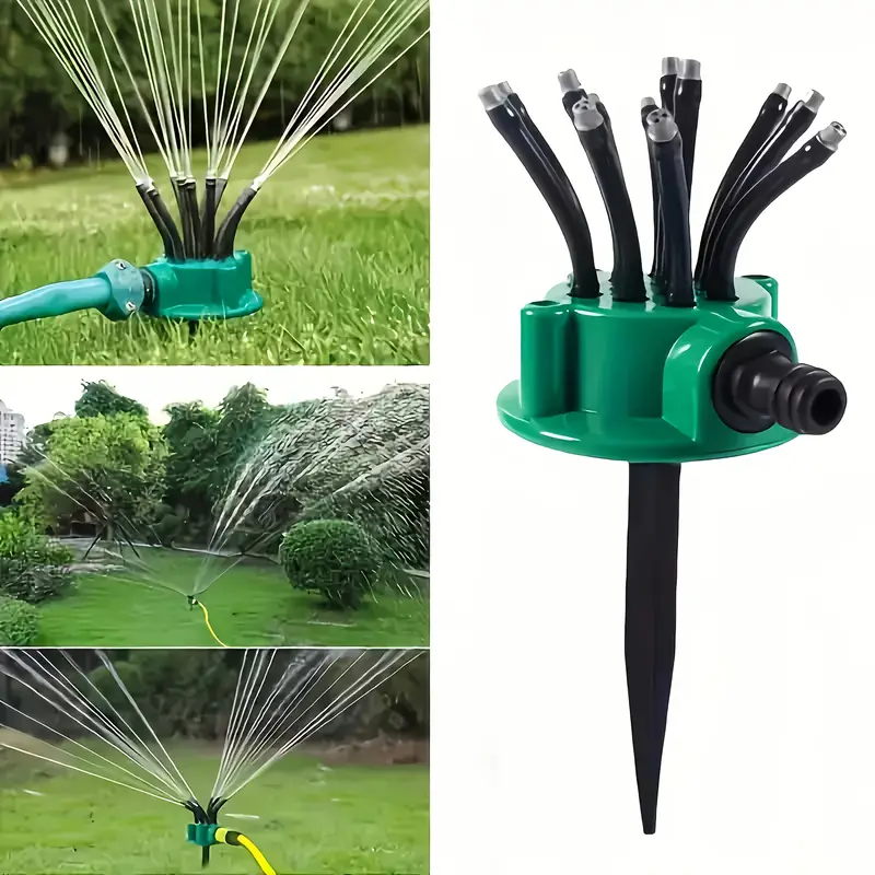 360 degree automatic multi head sprinkler durable plastic garden watering system with adjustable spray distance gardening equipment for lawn flower bed and plant care garden watering tool decor durable plastic sprinkler details 8