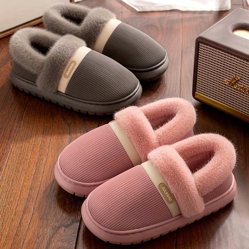 

Chaussons Douillets Doublés en Peluche pour - Semelle Souple et Antidérapante, Parfaits pour en Automne/Hiver | Disponibles en et Rose avec Matériau EVA
