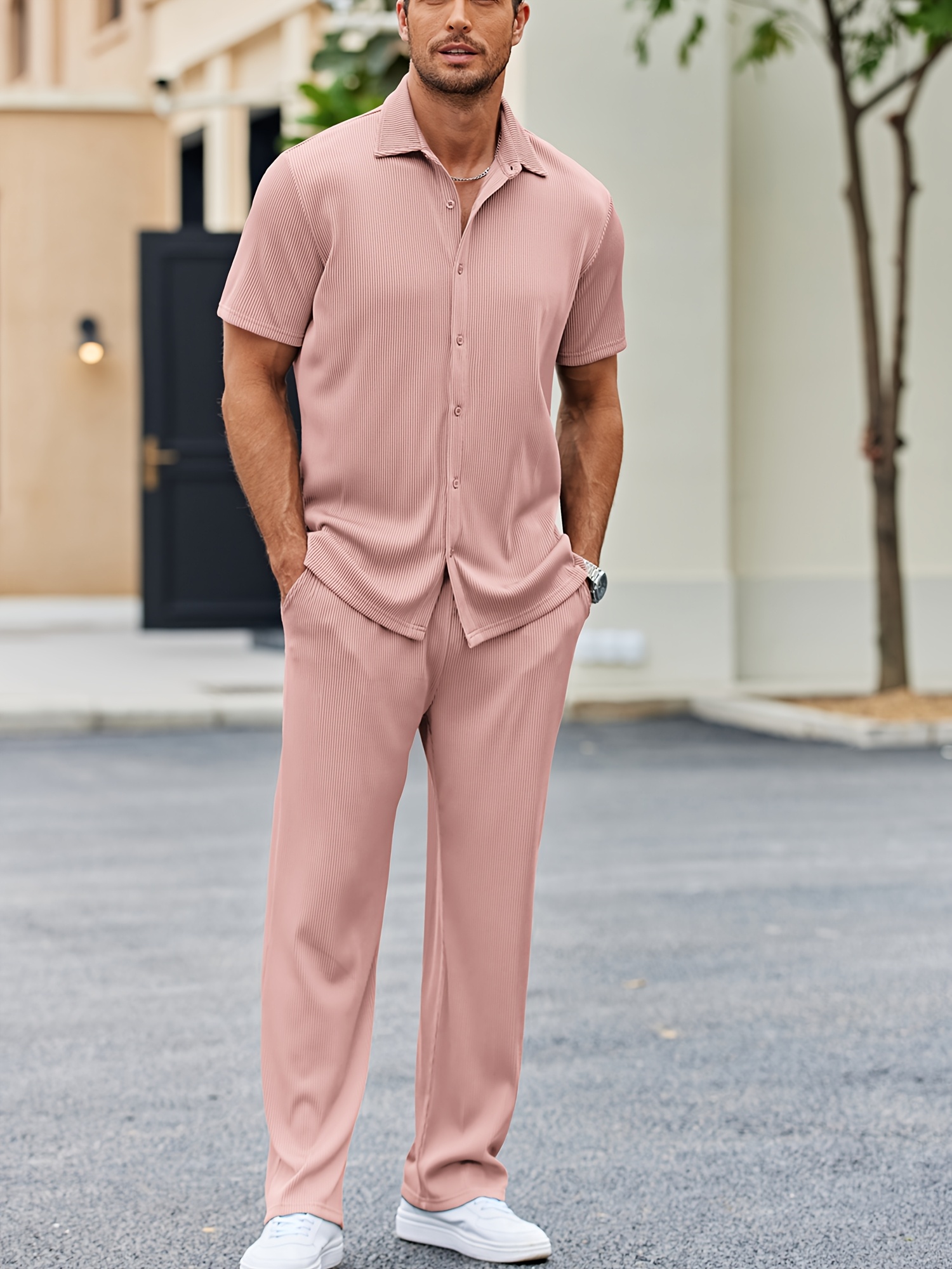 men's outfit casual short sleeve button shirt beach summer