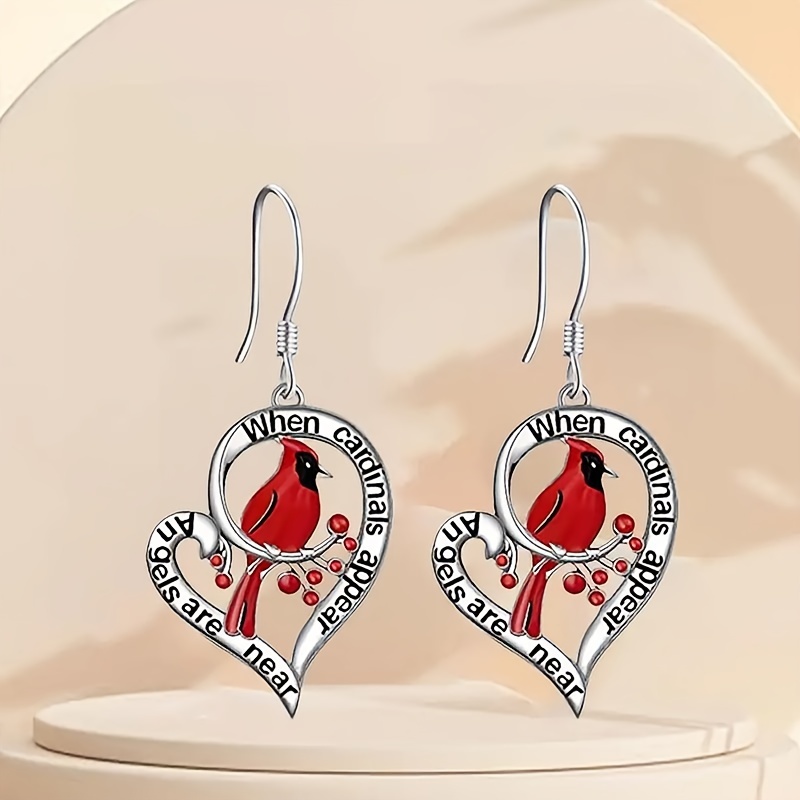 

Earrings Red Bird Love Earrings Personalized Bird Animal Earrings