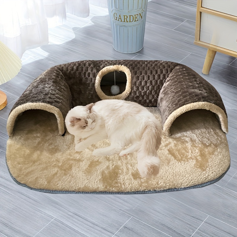 

2-in-1 Cozy Cat Play Tunnel & Bed - Non-slip, Pet House With Soft Polyester Fiber Fill