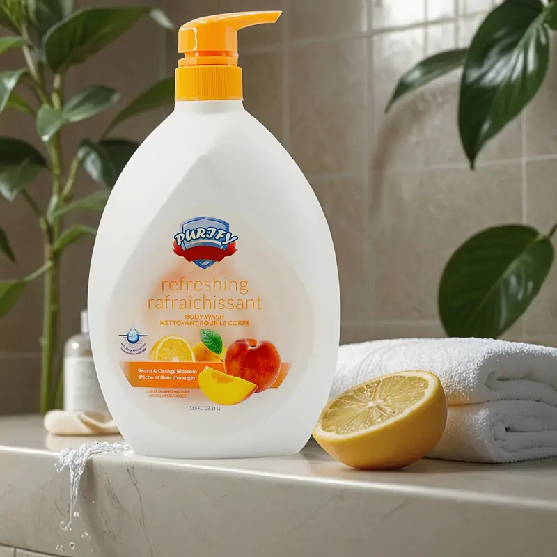 peach fruit fragrance body wash peach for a shower experience contains for gentle exfoliation suitable for types and with use who a sweet scent Product details 4