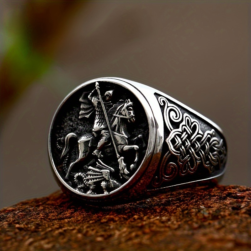 

Vintage Warrior On Stainless Steel Ring - Knot Men' Jewelry, Single Band, No , Construction