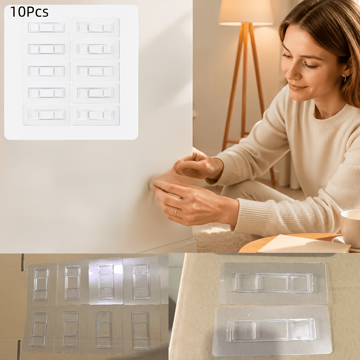 10-pack Strong No-drill Hook Replacement Patches | Traceless And Nail-free Adhesive Stickers For Kitchen And Bathroom Hooks