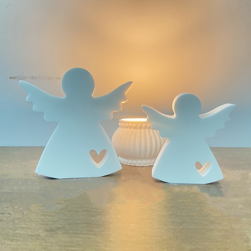 

1pc Love Angel Gypsum Silicone Mold Star Angel Decoration Candle Making Mold Diy Angel Shaped With Love Heart Silicone Mold Home Decor Tabletop Ornaments Easter Decoration