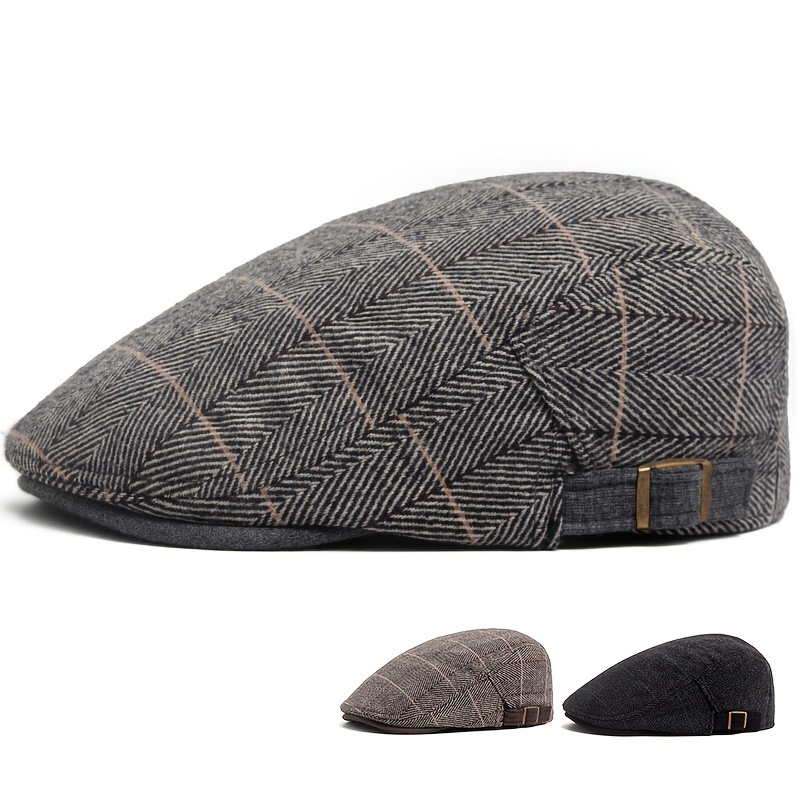 

1pc Autumn Winter Men Beret Women's Hat, Berets Casual Vintage Newsboy Cap Tweed Flat Caps