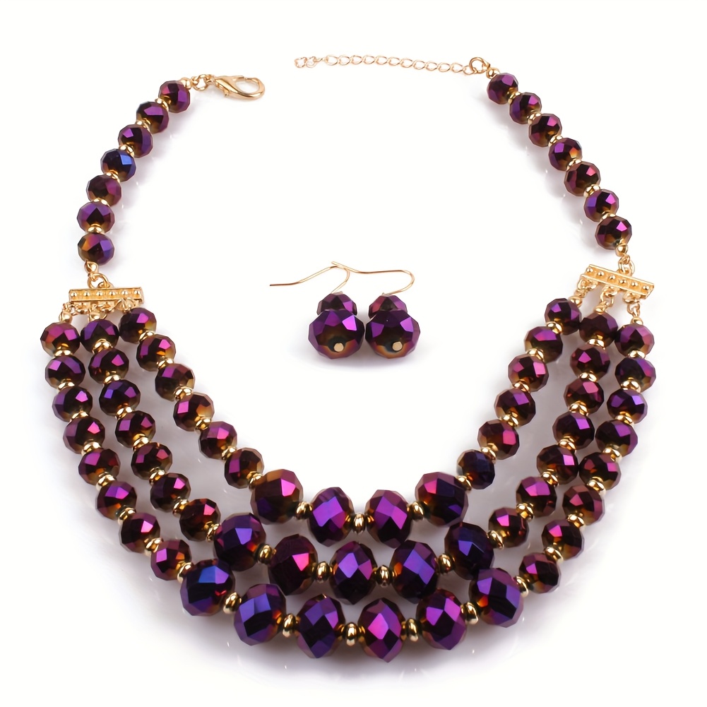 3pcs Earrings Plus Necklace Set Evening Party Decor Birthday Gift