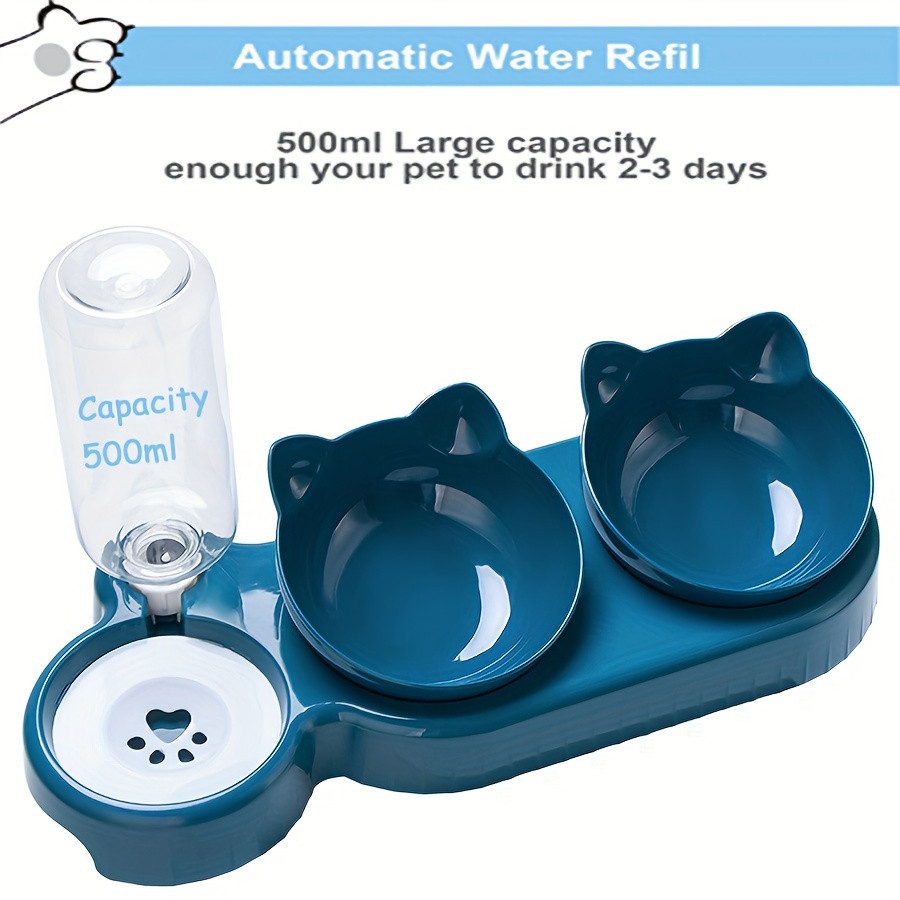 3 in 1 pet feeder with automatic water bottle dual bowl tilted rotatable design plastic feeding watering supplies for and rabbits details 0