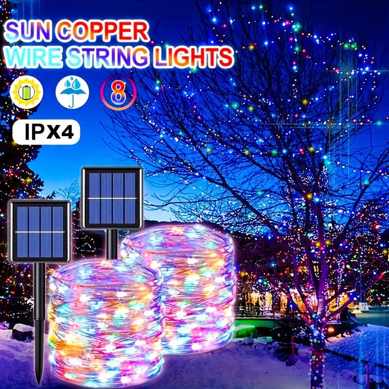 Smart solar-Powered Copper Wire String Lights - 22.96ft