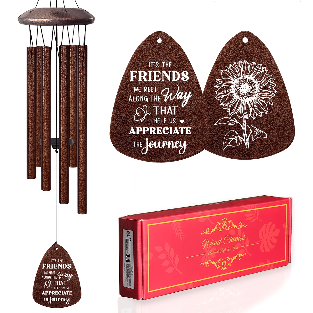 TEMU Bestie Gifts For Women, 26" Bronze Wind Chimes, Best Friend Birthday Gifts For Women, Friendship Gift For Birthday Christmas, Unique Bestie Gift