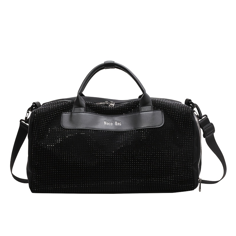 E-shop Handreisetasche, Modische Strassverzierung, mit Unabhängigem Schuhfach, Geeignet für Sport, Fitness, Urlaub und Camping, Mehrzwecktasche