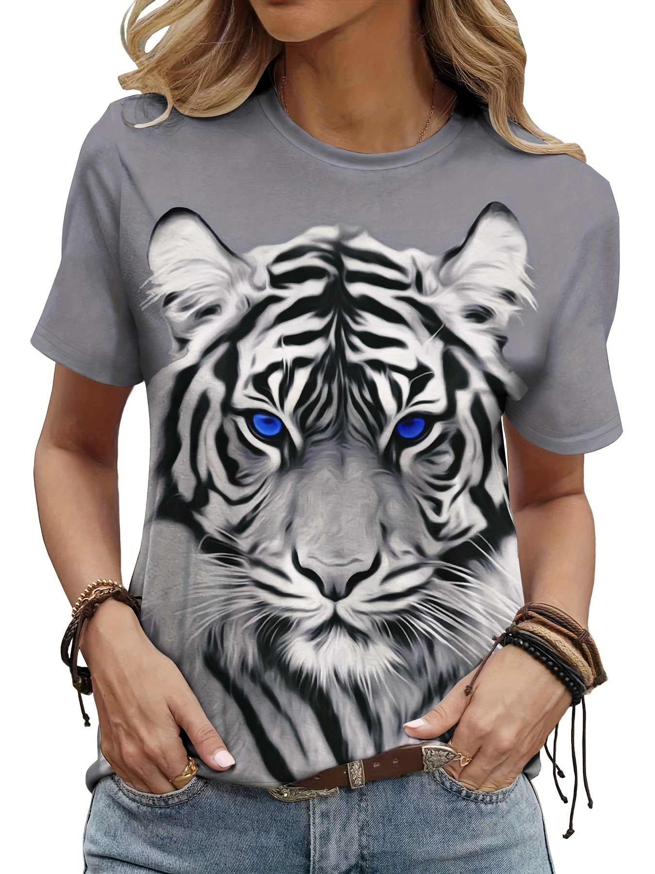 Tシャツ・カットソー ASCLO Tiger Silket Short Sleeve T Shirt (3color) Tiger - Unisex t-shirt (adult) – Vichy's Art