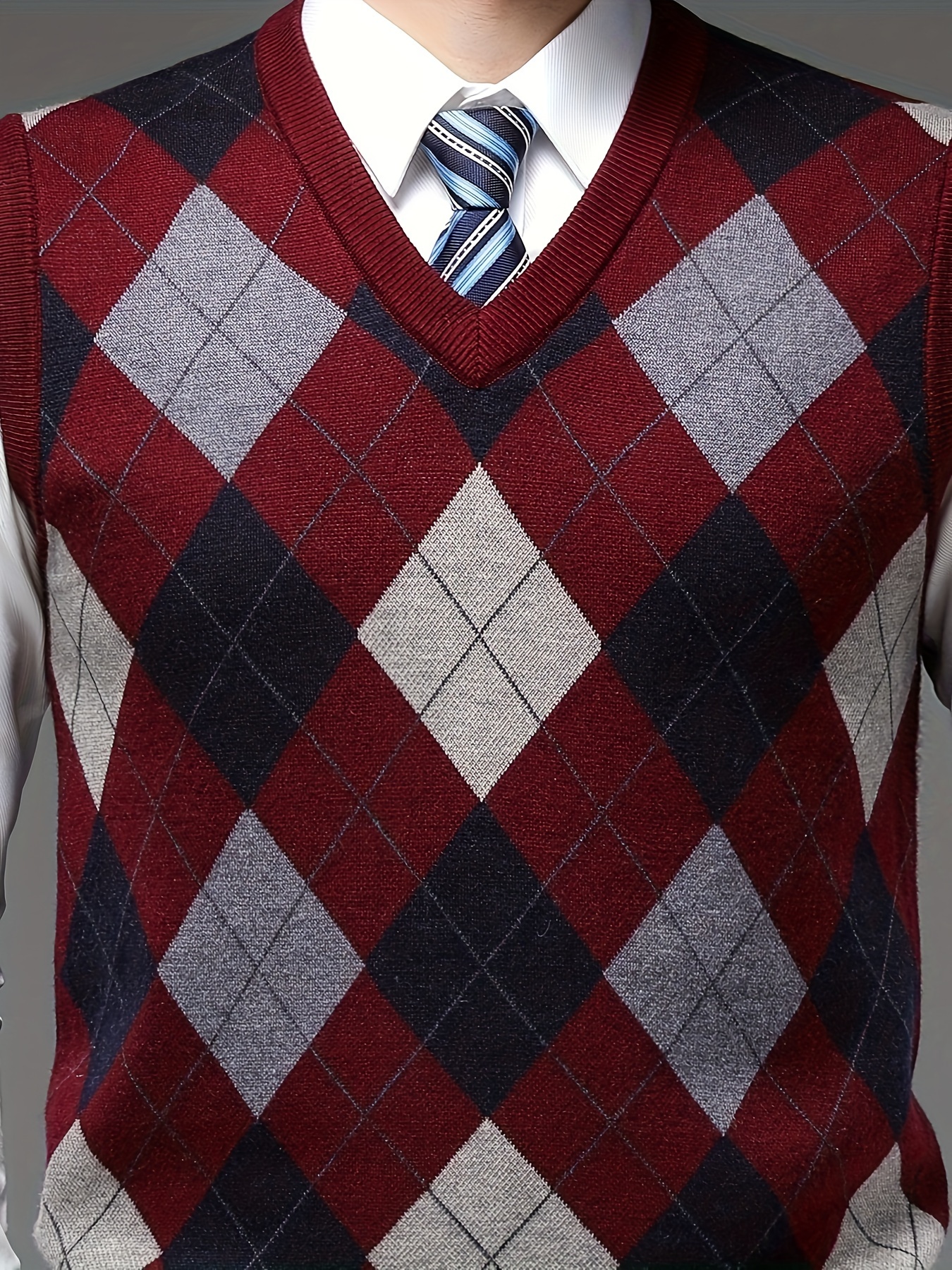 Rombos Cuello Chaleco Rombos Hombre Chaleco Acolchado Rombos