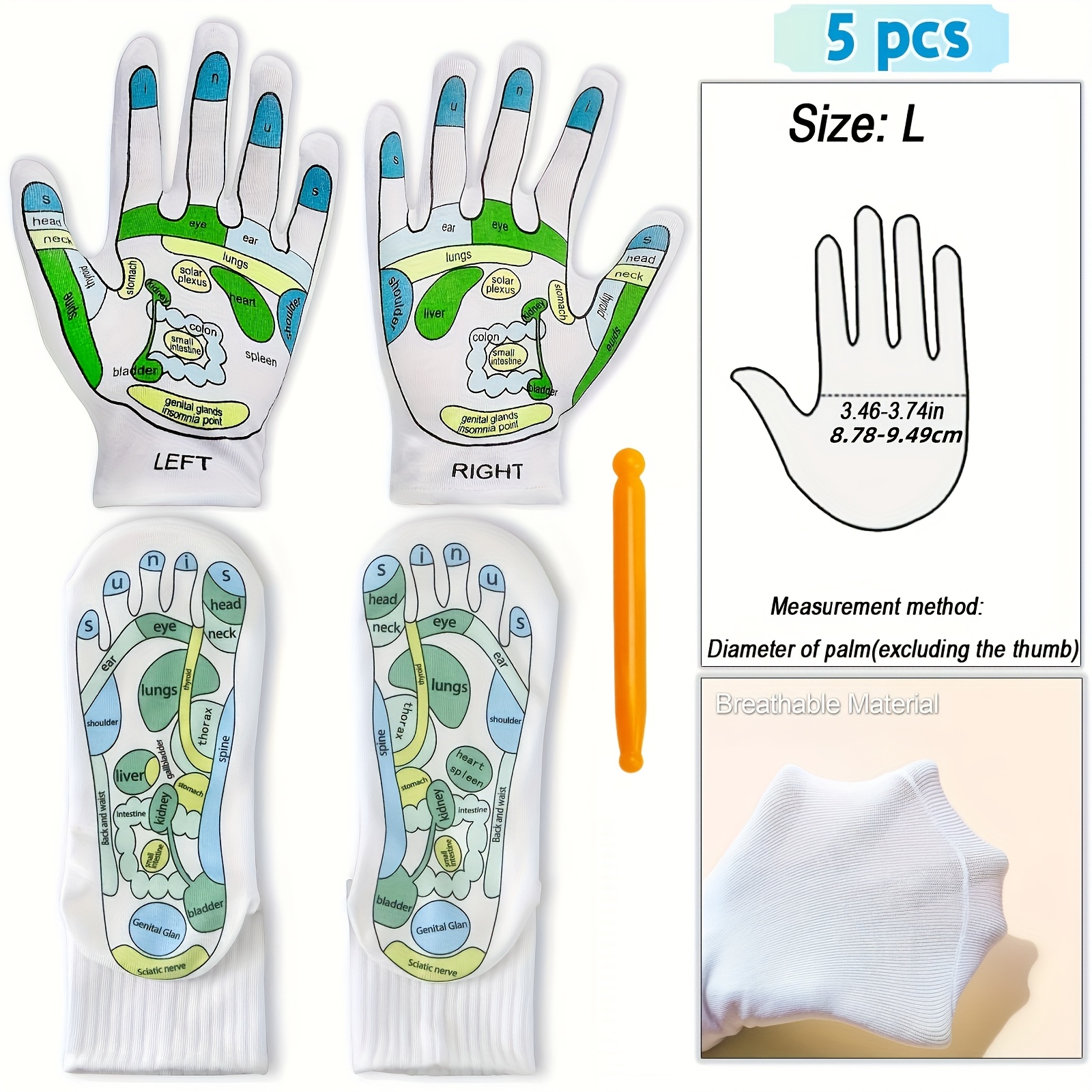 Image of Hand And Foot Massage Glove And Sock Set -includes Massage Gel Wand, Unisex, Perfect Gift, Suitable For New Year's Day, Spring Festival, Valentine's Day And Other Festivals, For Parents And Elders