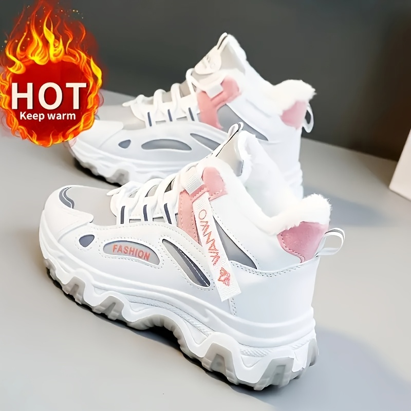 TEMU Women's Winter Autumn Thickened Height-increasing Snow Boots, Plush Lined Warm Ankle Boots, Fashionable Versatile Casual Sneakers For Students,