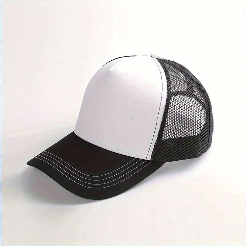 

Unisex Sports Cap, Black & White Contrast Color, Adjustable Mesh Baseball Cap, Outdoor Casual Headwear