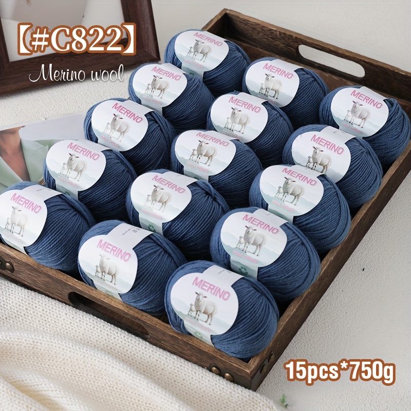 Prabangus 15 vnt. rinkinys 750G (26.4Oz) 100% Merino vidutinio pluošto vilnos siūlai