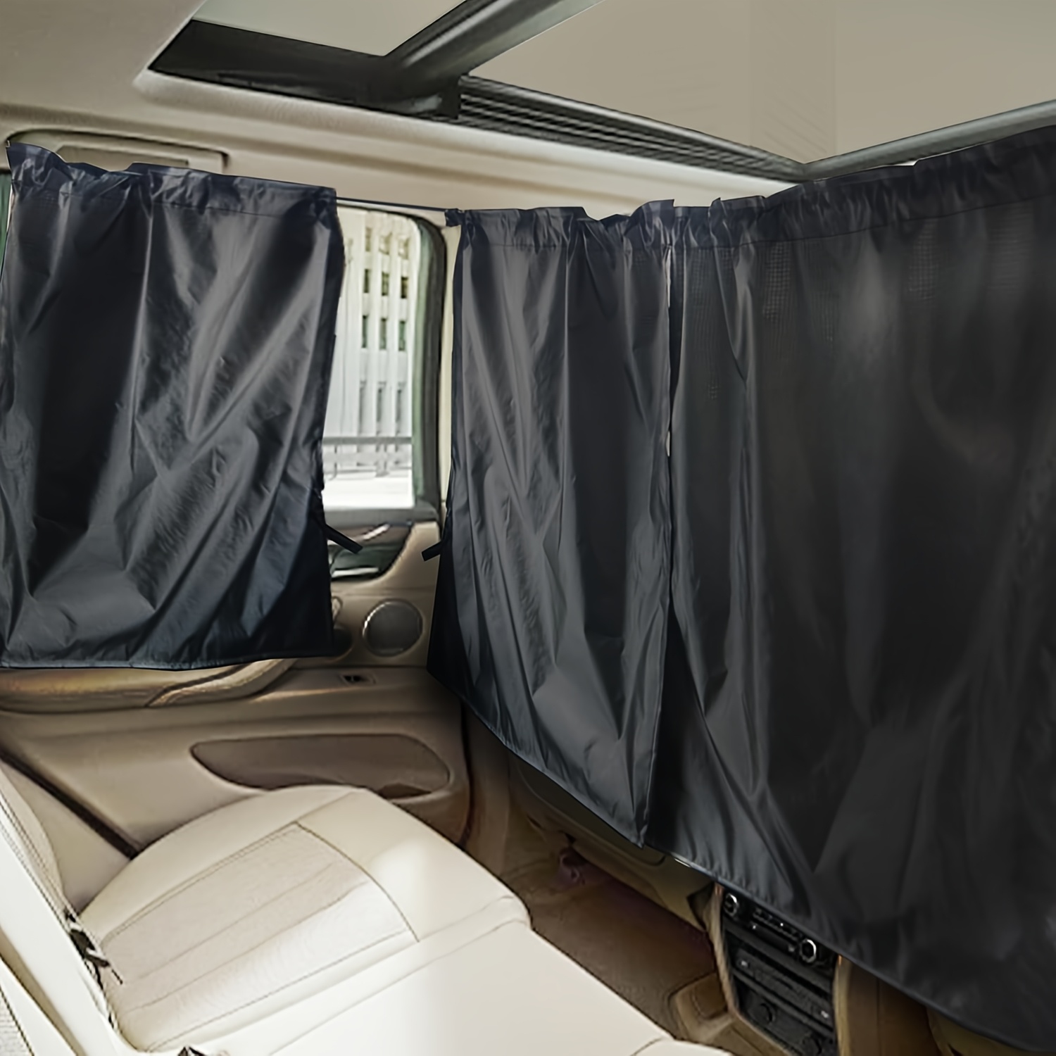 TEMU 3 Pack Car Divider Curtains Sun Shade Side Window Covers, Black Car Window Cover Detachable Car Seat Partition Curtain Revents And Protects