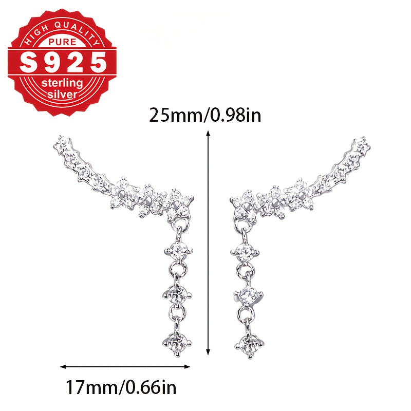 Women's S925 Sterling Silver Tassel Stud Earrings with Stars