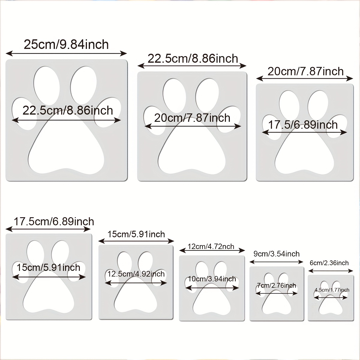 Image of Paw Stencil, 8pcs Large Dog Paw Stencil For Painting, Cute Paw Print Stencils Template Reusable Plastic Animal Paw Paint Stencil For Crafts Art Painting On Wood Paper Flag Wall Home Decor