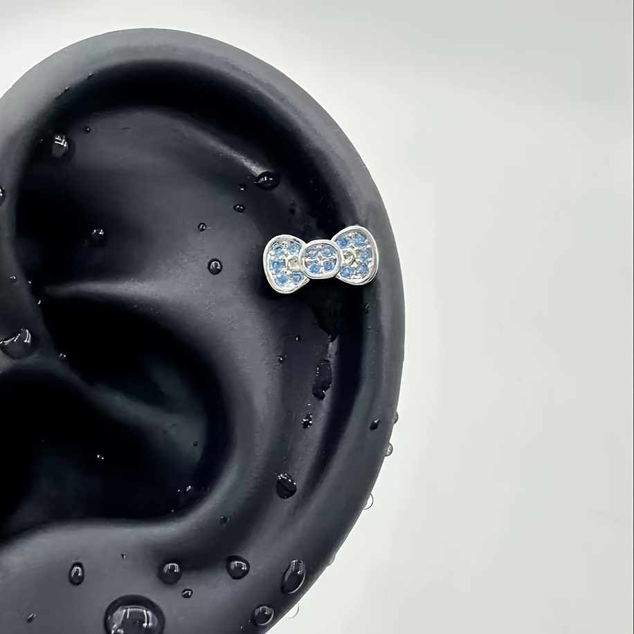 Women's Shimmering Bow-Shaped Cartilage Stud Earrings