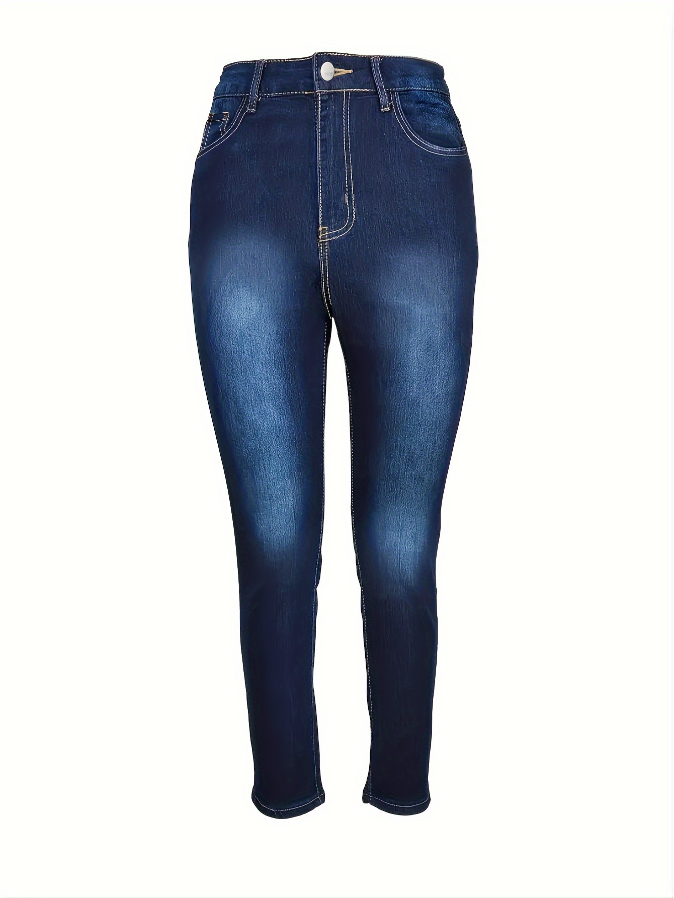 New Contrast Color Denim Jeans Women  Curvy women jeans, Casual denim pants,  Curvy jeans