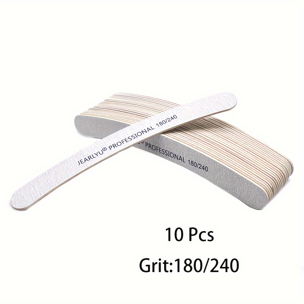 10pcs Double-Sided Grey Sandpaper Nail File Blocks, Grit 100/180/240