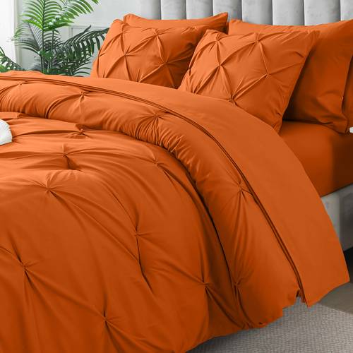 7pc comforter set luxury soft fluffy pleated bedding with 1 comforter 1 fitted sheet 1 flat sheet and 4 pillowcases pillow season quilte set queen hypoallergenic breathable valentines day gifts school